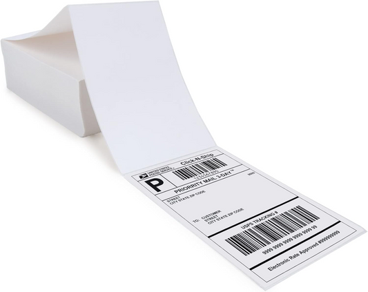 L LIKED 500 Pack 4"x6" (101x152mm) Fanfold Direct Thermal Shipping Labels