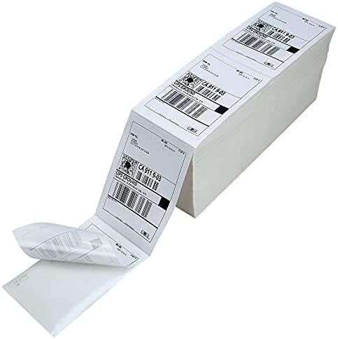 L LIKED Thermal Shipping Barcode Labels (4x6 Inch / 101.5x152.4mm), Fanfold, Permanent Adhesive, Direct Thermal Labels for Shipping & Labelling - Compatible with Thermal Printers