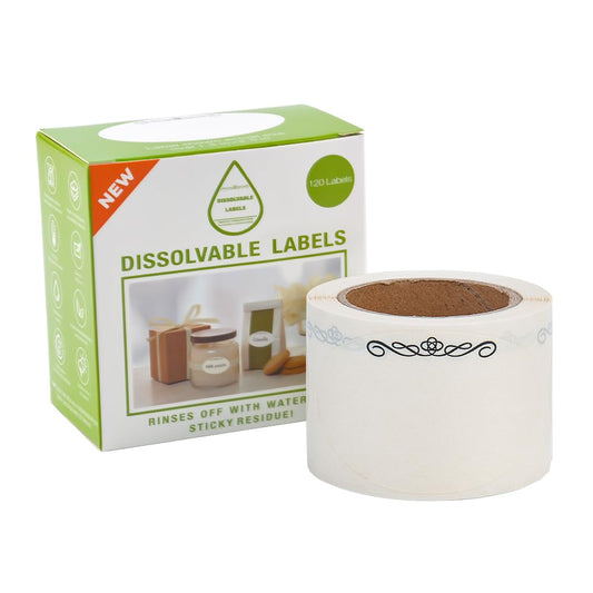 L LIKED Dissolvable Canning Labels Easy Peel Off - Frozen Food Labels Stickers That Leave No Sticky Residue After Use - Perfectly Sized Reusable Fridge Labels (6.35 x 3.81cm), 120 Pack