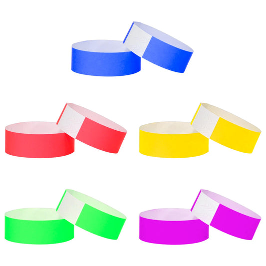 L LIKED X00 Pcs Wristbands for Events, Waterproof Paper Bracelets Neon Wrist Party Bands Entrance Wristbands for Events Music Festival Concert Contest (X Colors)