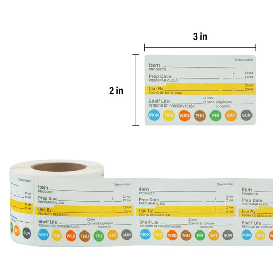 L LIKED Dissolvable Label Shelf Life for Food Rotation Use by Stickers 50.8 mm x 76.2 mm Roll of 250
