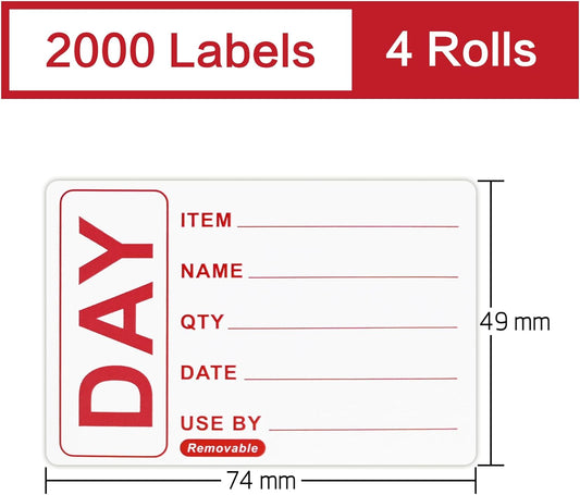 L LIKEDRemovable Labels - Repositionable Self Adhesive 49 x 74mm Prepped Food Labels s - Easy Peel Off Leaving No Residue