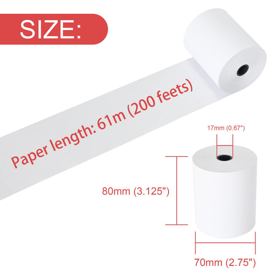 L LIKED 20 Rolls Thermal Paper Till Rolls, 80 x 70 mm Cash Register EPOS POS Receipt Paper