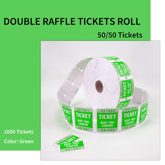 L LIKED 50/50 Raffle Tickets for Event-Full Set of 8 Assorted Colors (8 Roll of 2000 Tickets Each)16000 Total.