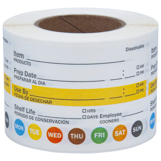 L LIKED Dissolvable Label Shelf Life for Food Rotation Use by Stickers 50.8 mm x 76.2 mm Roll of 250